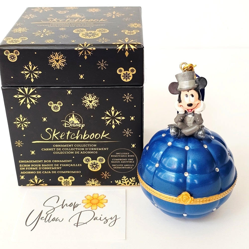 Disney Sketchbook Mickey Mouse Engagement Box Ornament Proposal Ring Holder
